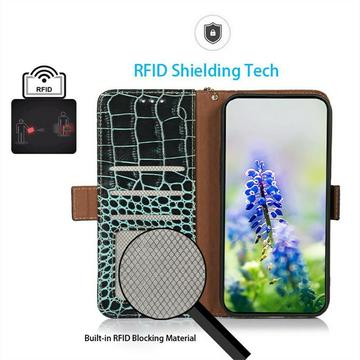 iPhone 17 Crocodile Series Læderpung med RFID - Grøn