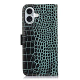 iPhone 17 Crocodile Series Læderpung med RFID - Grøn