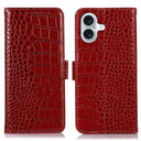 iPhone 17 Crocodile Series Læderpung med RFID - Rød