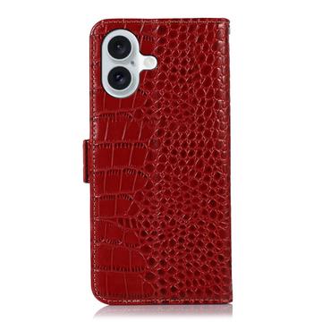 iPhone 17 Crocodile Series Læderpung med RFID - Rød