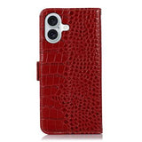 iPhone 17 Crocodile Series Læderpung med RFID - Rød