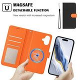 iPhone 17 aftageligt pungetui med MagSafe, RFID-beskyttelse og håndrem - sort / orange