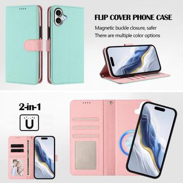 iPhone 17 aftageligt pungetui med MagSafe, RFID-beskyttelse og håndrem - Mynte / Pink