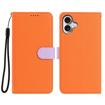 iPhone 17 aftageligt pungetui med MagSafe, RFID-beskyttelse og håndrem - orange / lilla
