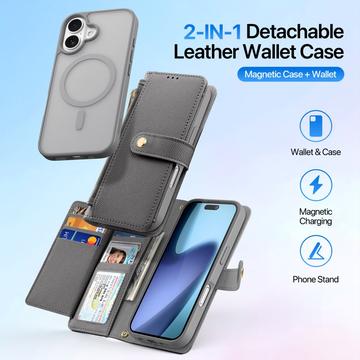 iPhone 17 Dux Ducis Lawa Pung læderetui med magnetisk låg - grå