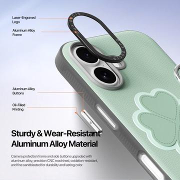 iPhone 17 Dux Ducis Luvy cover med fingerring/håndrem - Grøn / Kløver