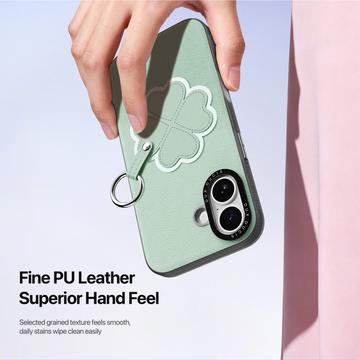 iPhone 17 Dux Ducis Luvy cover med fingerring/håndrem - Grøn / Kløver