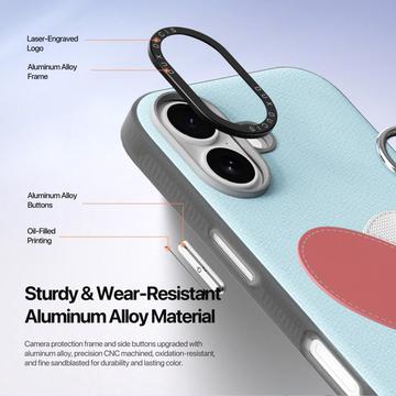 iPhone 17 Dux Ducis Luvy cover med fingerring/håndrem - himmelblå / hjerte