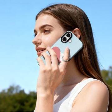 iPhone 17 Dux Ducis Luvy cover med fingerring/håndrem - himmelblå / hjerte