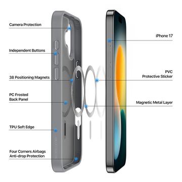 iPhone 17 Dux Ducis Yind Hybrid Cover - MagSafe-kompatibel - Grå