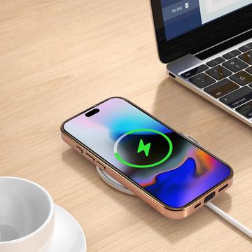 iPhone 17 Galvaniseret glitter cover - MagSafe-kompatibel - rosaguld