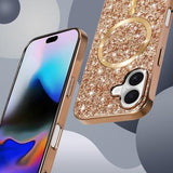 iPhone 17 Galvaniseret glitter cover - MagSafe-kompatibel - rosaguld