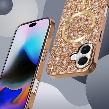 iPhone 17 Galvaniseret glitter cover - MagSafe-kompatibel - rosaguld