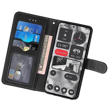 iPhone 17 Elegant retro-pungetui med roterende kortholder - sort
