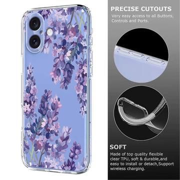 iPhone 17 TPU-cover med blomstermønster - Blåregn