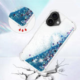 iPhone 17 Glitter Quicksand TPU Cover - Blå hjerter