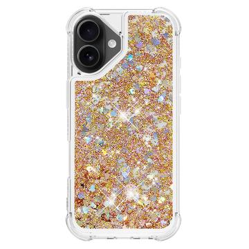 iPhone 17 Glitter Quicksand TPU Cover - Guldhjerter