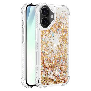 iPhone 17 Glitter Quicksand TPU Cover - Guldhjerter