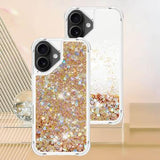 iPhone 17 Glitter Quicksand TPU Cover - Guldhjerter
