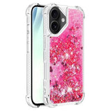 iPhone 17 Glitter Quicksand TPU Cover - Lyserøde hjerter