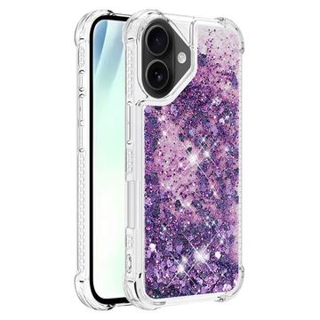 iPhone 17 Glitter Quicksand TPU Cover - Lilla hjerter