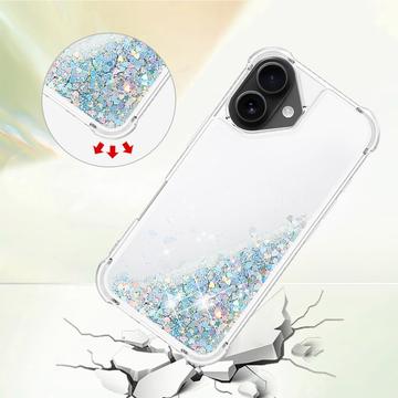iPhone 17 Glitter Quicksand TPU Cover - Sølvhjerter