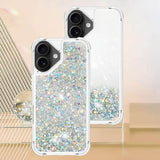 iPhone 17 Glitter Quicksand TPU Cover - Sølvhjerter