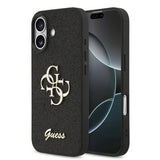 iPhone 17 Guess Fixed Glitter 4G Metal Logo Cover - Sort