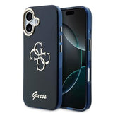iPhone 17 Guess IML 4G Script Metal Logo Cover - Blå