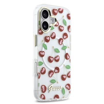 iPhone 17 Guess IML Glitter Cherry Hybrid Cover - MagSafe-kompatibelt - Gennemsigtigt