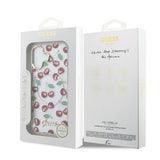 iPhone 17 Guess IML Glitter Cherry Hybrid Cover - MagSafe-kompatibelt - Gennemsigtigt