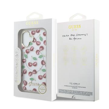 iPhone 17 Guess IML Glitter Cherry Hybrid Cover - MagSafe-kompatibelt - Gennemsigtigt