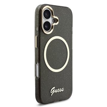 iPhone 17 Guess IML Glitter Script Rem Cover - MagSafe-kompatibel - Sort
