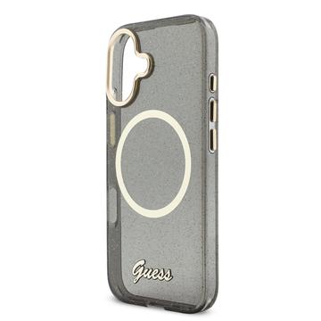 iPhone 17 Guess IML Glitter Script Rem Cover - MagSafe-kompatibel - Sort