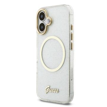 iPhone 17 Guess IML Glitter Script Rem Cover - MagSafe-kompatibelt - Gennemsigtigt