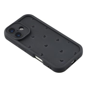 iPhone 17 stødsikkert TPU-cover med hjertemønster og forhøjede kanter - sort
