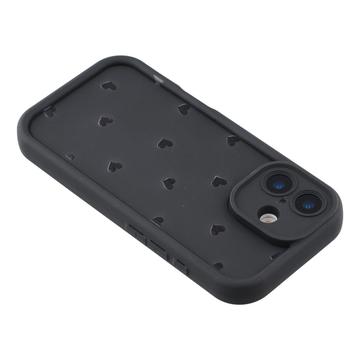 iPhone 17 stødsikkert TPU-cover med hjertemønster og forhøjede kanter - sort