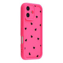 iPhone 17 stødsikkert TPU-cover med hjertemønster og forhøjede kanter - Hot Pink