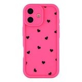 iPhone 17 stødsikkert TPU-cover med hjertemønster og forhøjede kanter - Hot Pink