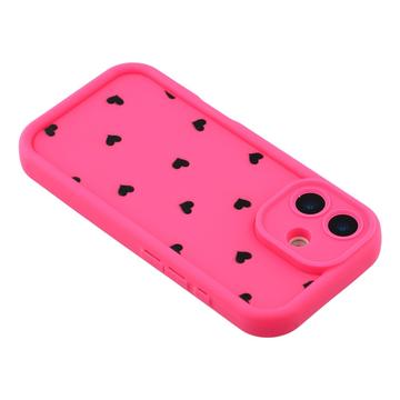 iPhone 17 stødsikkert TPU-cover med hjertemønster og forhøjede kanter - Hot Pink