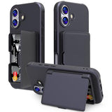 iPhone 17 Hybrid Cover med Spejl og Kortholder - Sort
