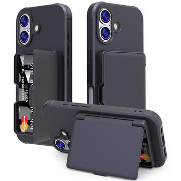 iPhone 17 Hybrid Cover med Spejl og Kortholder - Sort