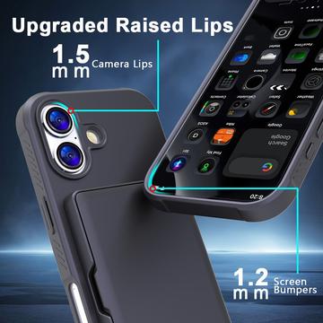 iPhone 17 Hybrid Cover med Spejl og Kortholder - Sort