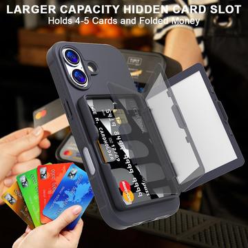 iPhone 17 Hybrid Cover med Spejl og Kortholder - Sort