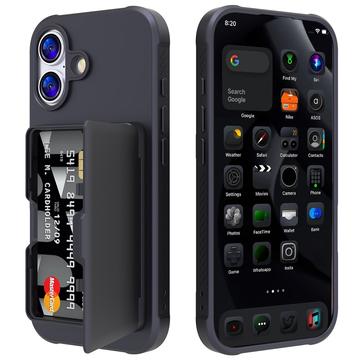 iPhone 17 Hybrid Cover med Spejl og Kortholder - Sort
