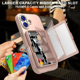 iPhone 17 Hybrid Cover med Spejl og Kortholder - Pink