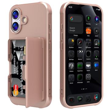 iPhone 17 Hybrid Cover med Spejl og Kortholder - Pink