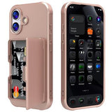 iPhone 17 Hybrid Cover med Spejl og Kortholder - Pink