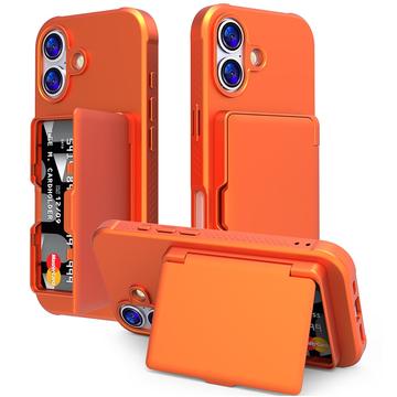 iPhone 17 Hybrid Cover med Spejl og Kortholder - Orange