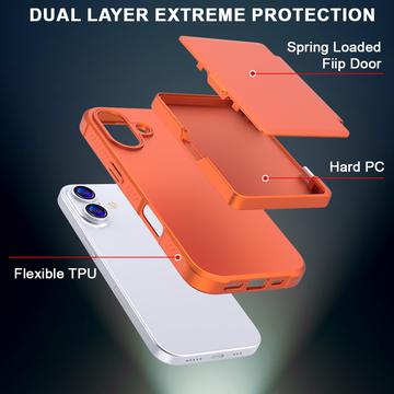 iPhone 17 Hybrid Cover med Spejl og Kortholder - Orange